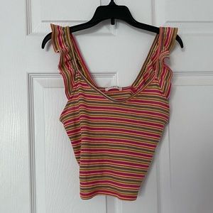 summer ruffle knit tank top